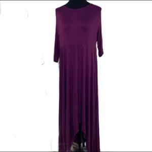 Love In SZ M Purple High/Low Hem 3/4” Sleeves Maxi Dress